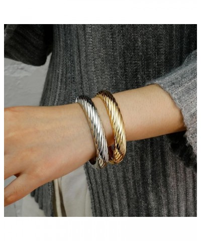 chunky gold bangle bracelet for women thick wide gold cuff bracelet statement exaggerated jewelry Style-6 $10.63 Bracelets