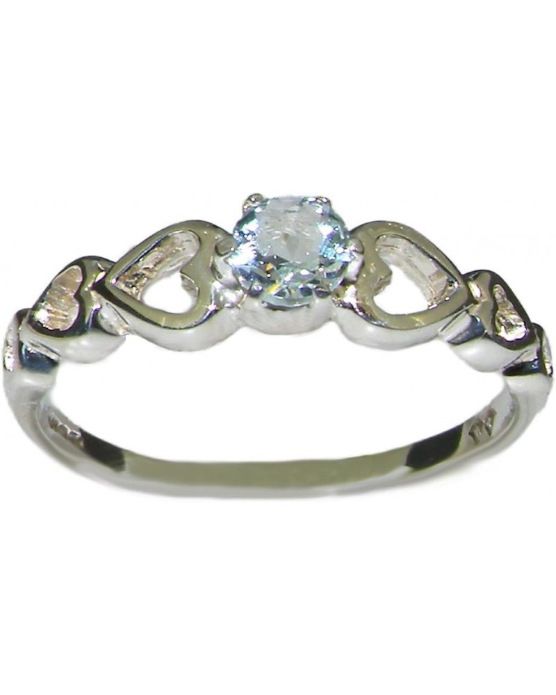 925 Sterling Silver Real Genuine Aquamarine Womens Band Ring $40.92 Rings