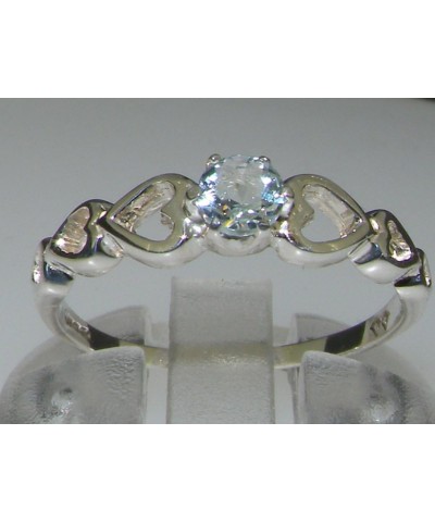 925 Sterling Silver Real Genuine Aquamarine Womens Band Ring $40.92 Rings