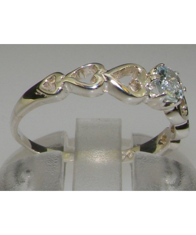 925 Sterling Silver Real Genuine Aquamarine Womens Band Ring $40.92 Rings