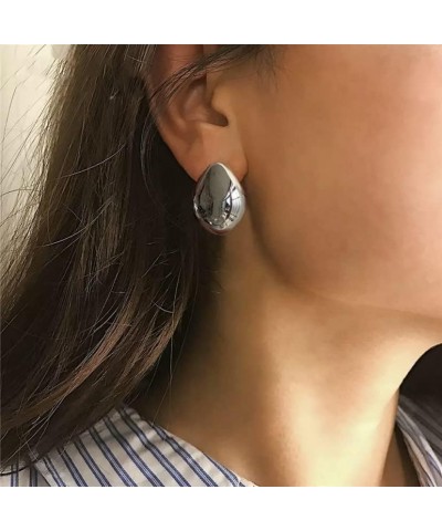 Tear Drop Silver Gold Stud Trending Statement Oversized Luxury Style Earrings Silver $6.83 Earrings