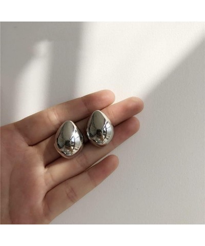 Tear Drop Silver Gold Stud Trending Statement Oversized Luxury Style Earrings Silver $6.83 Earrings