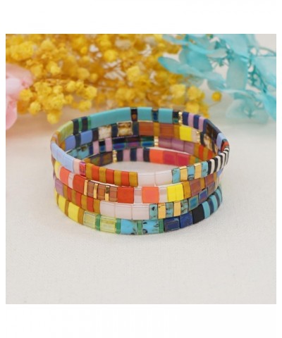 Tila Bracelet Multicolor Rainbow Summer Bohemian Style Japan Miyuki bead Stretch Bracelet for Women and Girl 210011A $10.50 B...