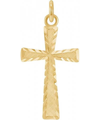 Solid 10k Gold Cross Pendant For Women and Men. Gold Cross Charm, Real Gold Sparkle-Cut Crosses Charms, Religious Gold Jewelr...