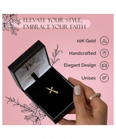 Solid 10k Gold Cross Pendant For Women and Men. Gold Cross Charm, Real Gold Sparkle-Cut Crosses Charms, Religious Gold Jewelr...