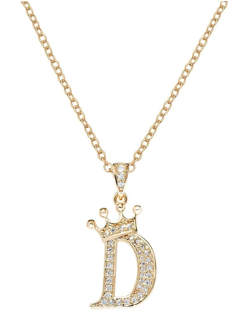 Diamond Pendant Necklace For Women Initial Necklaces A Z Letter Charms Crown Gold Plated Chunky Gold Necklace D 200.0 Millime...