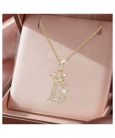 Diamond Pendant Necklace For Women Initial Necklaces A Z Letter Charms Crown Gold Plated Chunky Gold Necklace D 200.0 Millime...