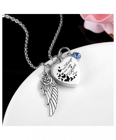 God has You in his arms with Angel Wing Charm Cremation Ashes Jewelry Keepsake Memorial Urn Necklace with Birthstone Crystal ...