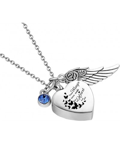 God has You in his arms with Angel Wing Charm Cremation Ashes Jewelry Keepsake Memorial Urn Necklace with Birthstone Crystal ...