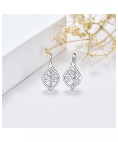 Clover Earrings Sterling Silver Celtic Shamrock Charm Leverback Earrings Irish St Patricks Day Lucky Jewelry Gifts for Women ...