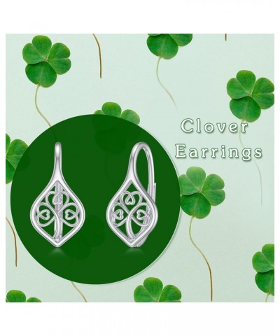 Clover Earrings Sterling Silver Celtic Shamrock Charm Leverback Earrings Irish St Patricks Day Lucky Jewelry Gifts for Women ...