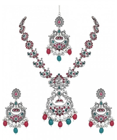 Indian Festive Navratri Ethnic Silver Oxidised Long Necklace Jewellery With Earrings Set For Women Style4 $16.49 Jewelry Sets