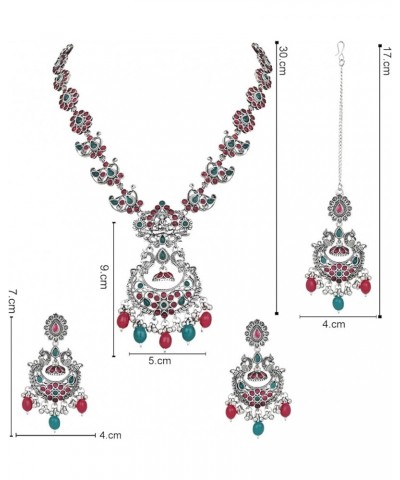 Indian Festive Navratri Ethnic Silver Oxidised Long Necklace Jewellery With Earrings Set For Women Style4 $16.49 Jewelry Sets