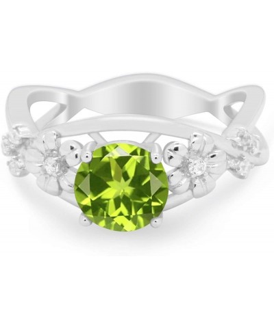 Art Deco Plumeria Flower Infinity Shank Wedding Engagement Ring 925 Sterling Silver Simulated Peridot CZ $16.51 Rings