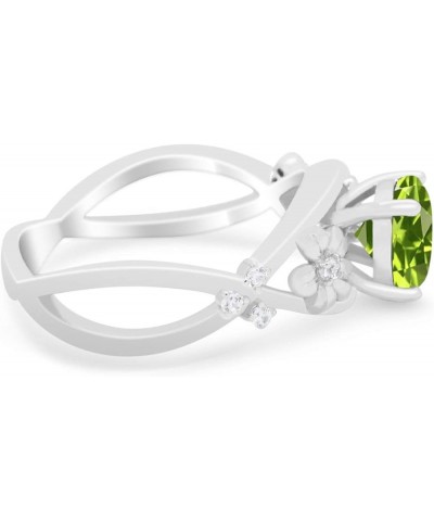 Art Deco Plumeria Flower Infinity Shank Wedding Engagement Ring 925 Sterling Silver Simulated Peridot CZ $16.51 Rings