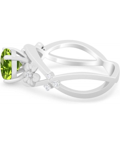 Art Deco Plumeria Flower Infinity Shank Wedding Engagement Ring 925 Sterling Silver Simulated Peridot CZ $16.51 Rings