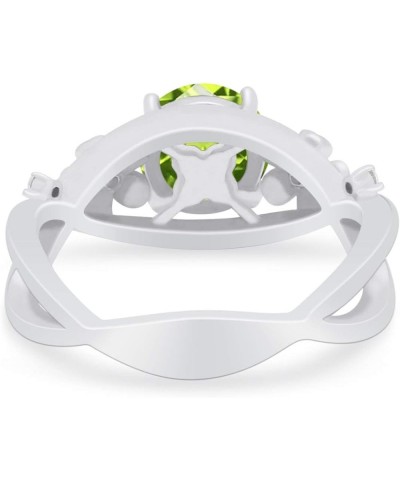 Art Deco Plumeria Flower Infinity Shank Wedding Engagement Ring 925 Sterling Silver Simulated Peridot CZ $16.51 Rings