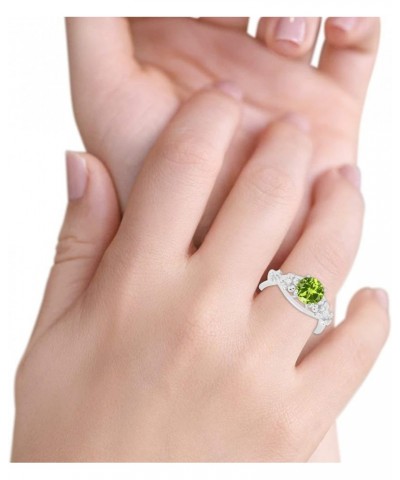 Art Deco Plumeria Flower Infinity Shank Wedding Engagement Ring 925 Sterling Silver Simulated Peridot CZ $16.51 Rings