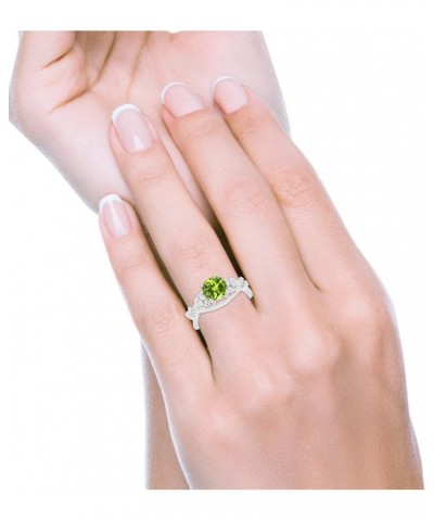 Art Deco Plumeria Flower Infinity Shank Wedding Engagement Ring 925 Sterling Silver Simulated Peridot CZ $16.51 Rings