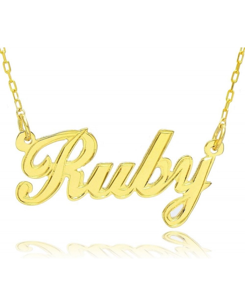 14K Yellow Gold Personalized Stroke Name Necklace - Custom Made Any Name 16.0 Inches $69.84 Necklaces