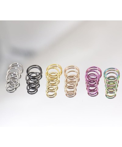 5Pcs G23 Titanium Nose Rings 16G/18G/20G Hinged Clicker Segment Nose Rings Hoop Lip Septum rings Multi-Color Tragus Cartilage...