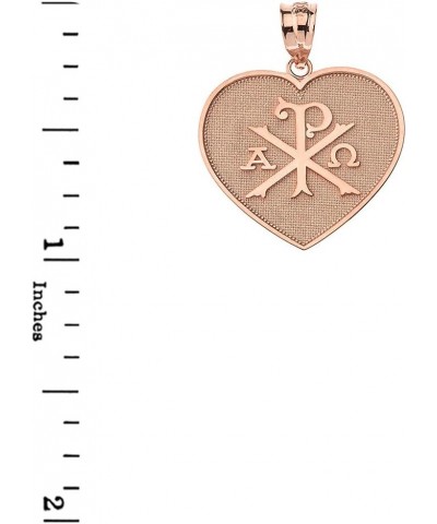 Exquisite 10k Gold Chi Rho Alpha Omega Symbol Heart Shaped Pendant Necklace Rose Gold 20.0 Inches $98.89 Necklaces