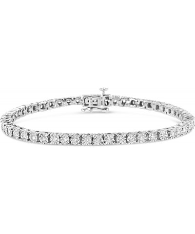 .925 Sterling Silver Lab Grown Diamond Illusion-Set Miracle Plate Tennis Bracelet (G-H Color, VS1-VS2 Clarity) - Size 7.25" -...