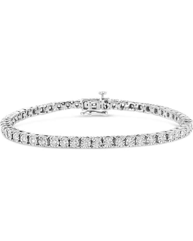 .925 Sterling Silver Lab Grown Diamond Illusion-Set Miracle Plate Tennis Bracelet (G-H Color, VS1-VS2 Clarity) - Size 7.25" -...