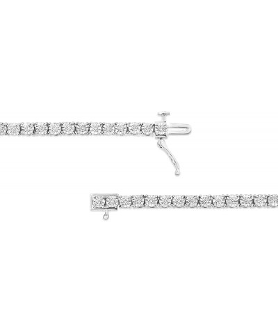 .925 Sterling Silver Lab Grown Diamond Illusion-Set Miracle Plate Tennis Bracelet (G-H Color, VS1-VS2 Clarity) - Size 7.25" -...