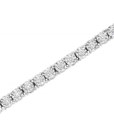 .925 Sterling Silver Lab Grown Diamond Illusion-Set Miracle Plate Tennis Bracelet (G-H Color, VS1-VS2 Clarity) - Size 7.25" -...