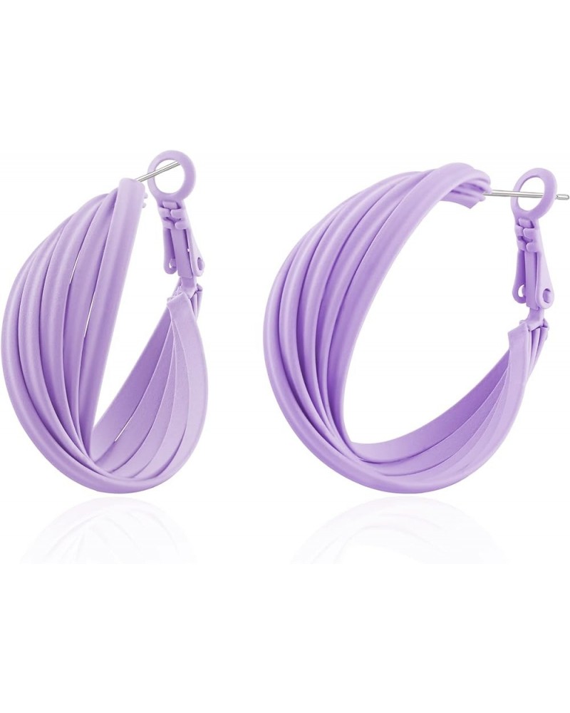 Twist Earrings For Women Round Huggie Earrings Fashion Earrings Piercing Jewelry Gift for Girls Women A.purple $6.37 Earrings