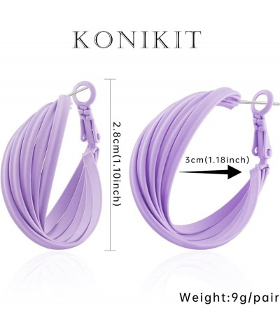 Twist Earrings For Women Round Huggie Earrings Fashion Earrings Piercing Jewelry Gift for Girls Women A.purple $6.37 Earrings