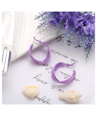 Twist Earrings For Women Round Huggie Earrings Fashion Earrings Piercing Jewelry Gift for Girls Women A.purple $6.37 Earrings