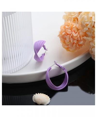 Twist Earrings For Women Round Huggie Earrings Fashion Earrings Piercing Jewelry Gift for Girls Women A.purple $6.37 Earrings