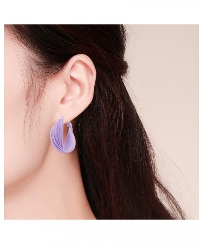 Twist Earrings For Women Round Huggie Earrings Fashion Earrings Piercing Jewelry Gift for Girls Women A.purple $6.37 Earrings