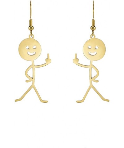 Gold Plating Funny Middle Finger Stickman Pendant Necklace earring gold 1 $8.31 Necklaces