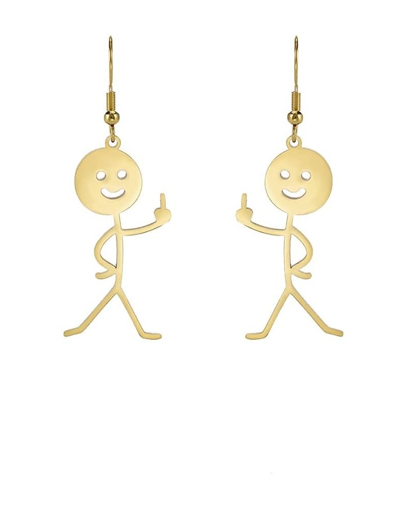 Gold Plating Funny Middle Finger Stickman Pendant Necklace earring gold 1 $8.31 Necklaces