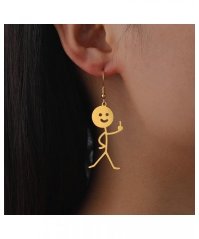 Gold Plating Funny Middle Finger Stickman Pendant Necklace earring gold 1 $8.31 Necklaces