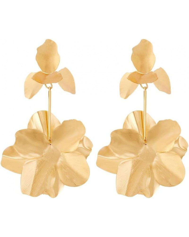 Geometric Texture Sculptural 3D Flower Petal Ginkgo Leaf Exaggerated Irregular Minimalism Metal Alloy Drop Dangle Earrings Se...