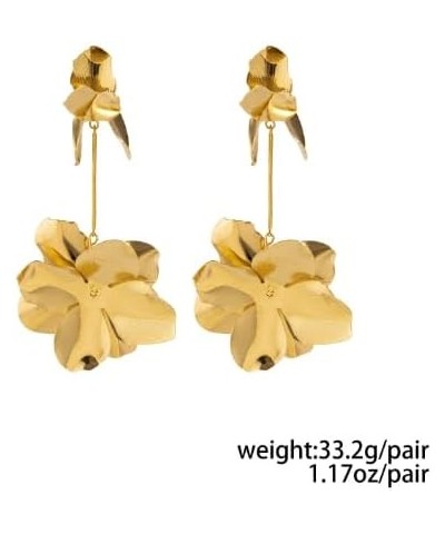 Geometric Texture Sculptural 3D Flower Petal Ginkgo Leaf Exaggerated Irregular Minimalism Metal Alloy Drop Dangle Earrings Se...