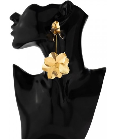 Geometric Texture Sculptural 3D Flower Petal Ginkgo Leaf Exaggerated Irregular Minimalism Metal Alloy Drop Dangle Earrings Se...