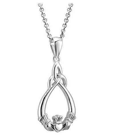 925 Sterling Silver Irish Claddagh Necklace, Authentic Fine Celtic Pendant Jewelry for Women, Handcrafted by Artisan Jewelers...