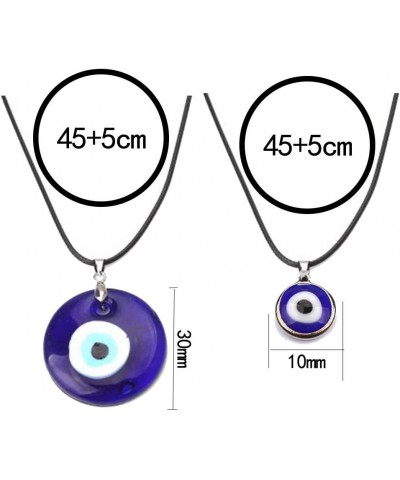 Evil Eye Pendant Necklace Turkish Evil Eye Necklace Glass Eye Leather Rope Necklace for Women Men Protection Lucky Jewelry 2 ...