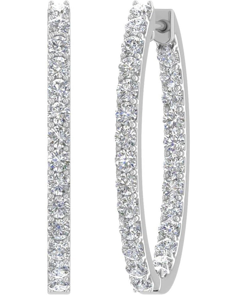 2 1/2 Carat Inside Out Diamond Hoop Earrings in 14K Gold or in Platinum (SI1-SI2 Clarity) White Gold $651.70 Earrings