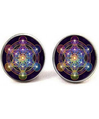 Metatron Cube Earrings Sacred Geometry Flower of Life Jewelry Spiritual Jewelry Women Magic Hexagram $6.47 Earrings