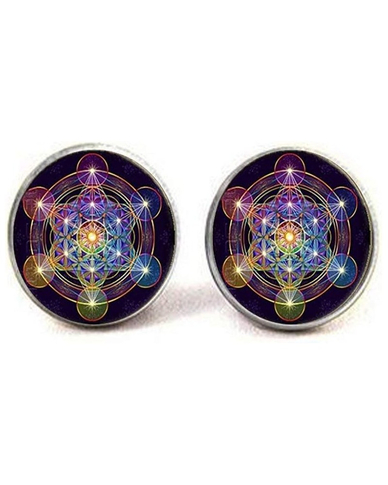 Metatron Cube Earrings Sacred Geometry Flower of Life Jewelry Spiritual Jewelry Women Magic Hexagram $6.47 Earrings