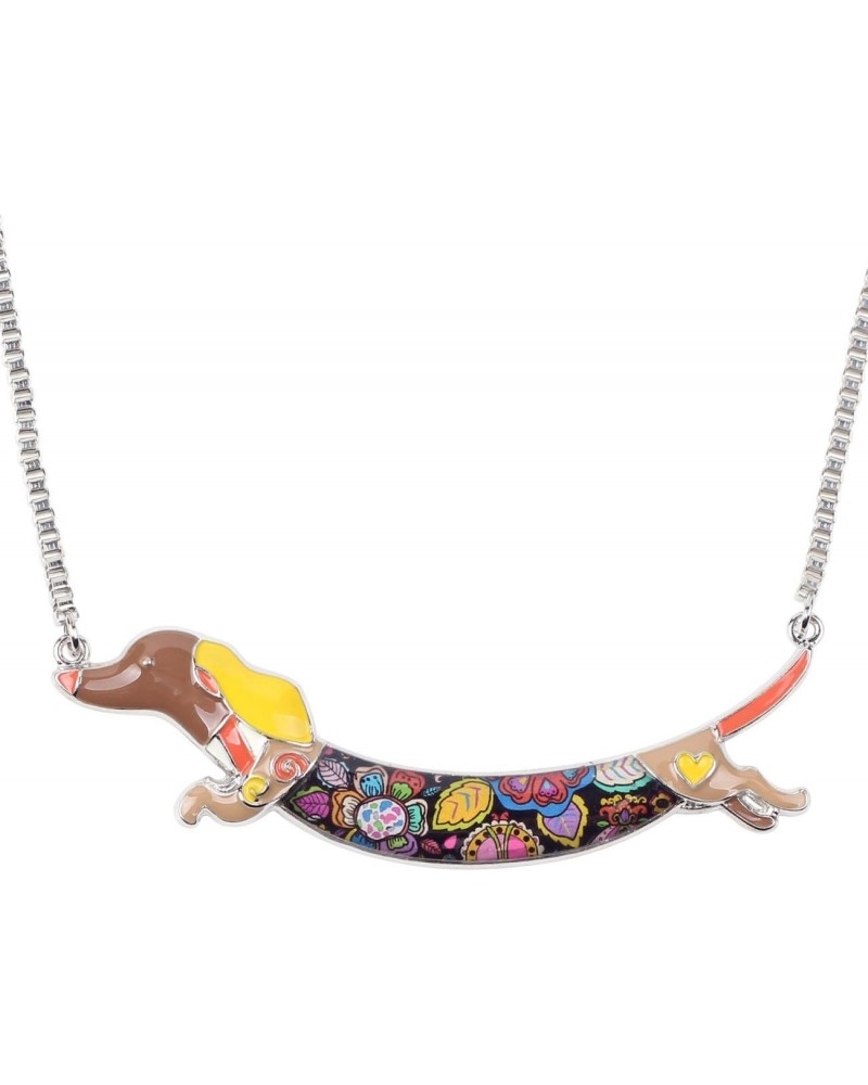 LIMMO" Love Heart Enamel Zinc Alloy Pets Dachshund Necklace Dog Animal pendant 18" (Brown) $8.19 Necklaces