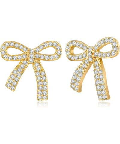 Gold Bow Earrings for Women Teen Pink Bowtie Dainty Long Tassel Drop Stud Trendy Statement Jewelry Gift Bow-Zircon-1 $9.53 Ea...