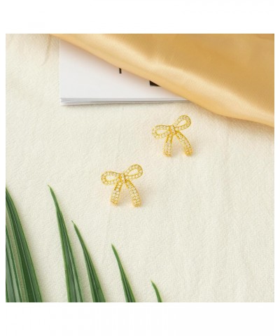 Gold Bow Earrings for Women Teen Pink Bowtie Dainty Long Tassel Drop Stud Trendy Statement Jewelry Gift Bow-Zircon-1 $9.53 Ea...