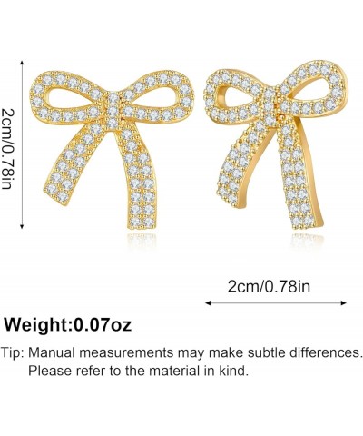 Gold Bow Earrings for Women Teen Pink Bowtie Dainty Long Tassel Drop Stud Trendy Statement Jewelry Gift Bow-Zircon-1 $9.53 Ea...